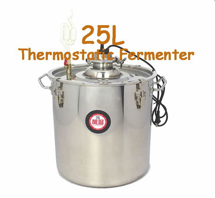 Large Capacity ! 25L Household Stainless Steel Thermostatic Wine Fermenter Constant Temperature Fermentation Tank