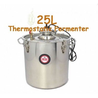 Large Capacity ! 25L Household Stainless Steel Thermostatic Wine Fermenter Constant Temperature Fermentation Tank